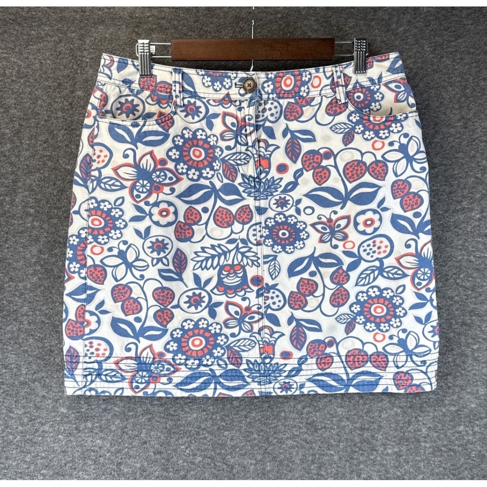 Boden Mini Skirt Women 10 Strawberry Floral Upscale 4 Pocket Preppy Coastal Chic